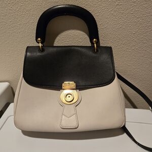 Burberry Black and Cream Satchel with Gold Details
